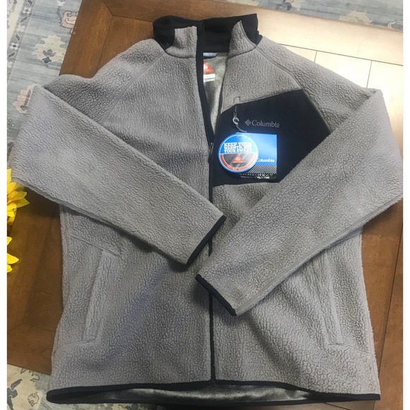 Columbia Men's Gray Thermal Reflective Omni Heat Zip Sweatshirt Jacket 2XL - Picture 1 of 6